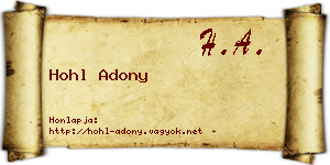 Hohl Adony névjegykártya